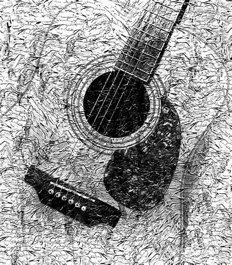 Graphic Guitar - Music - Black and White Digital Paint Photograph by ...