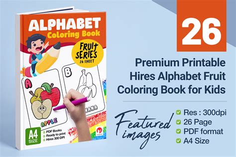 Printable Alphabet Fruit Coloring Books Graphic by ARUNA · Creative Fabrica