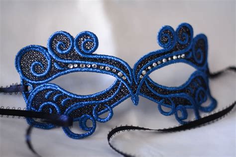 Navy blue masquerade lace mask Blue masquerade lace mask fit | Etsy