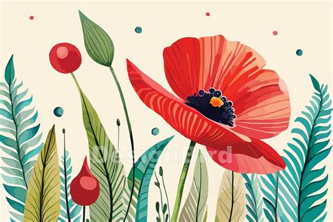 Poppy Flower Watercolor Art Illustration Graphic by Designbird · Creative Fabrica