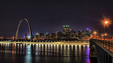 St. Louis Skyline at Night Photograph by Allen Skinner - Pixels