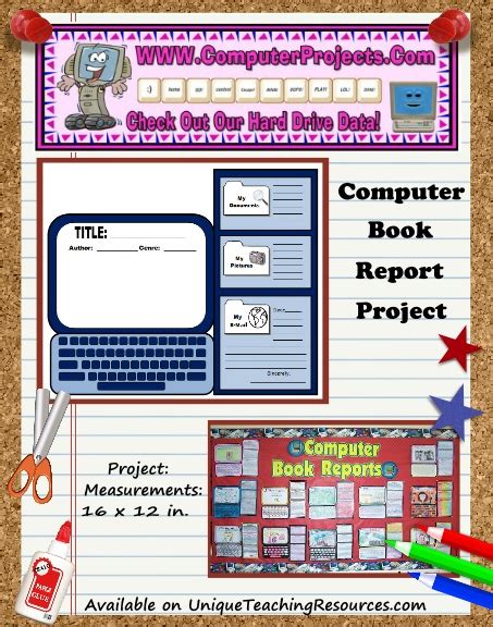 Computer Book Report Project: templates, worksheets, grading rubric, and more.