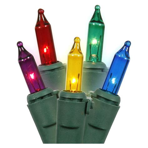 LiteSource 31001 - 10 Light Green Wire Multi-Color Miniature Christmas ...