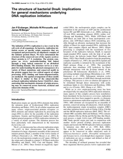 The structure of bacterial DnaA - The Berger Group at UC Berkeley