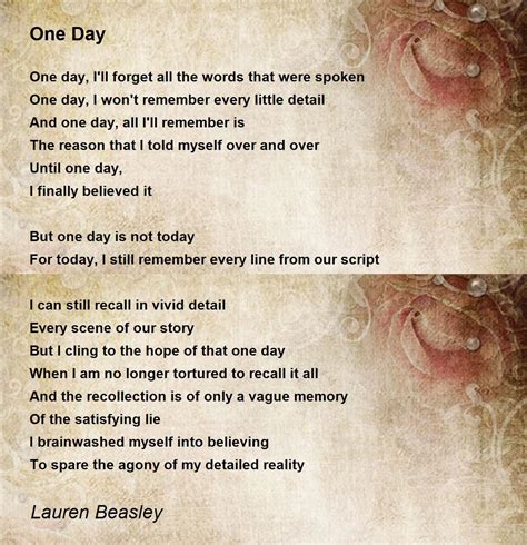 One Day - One Day Poem by Lauren Beasley