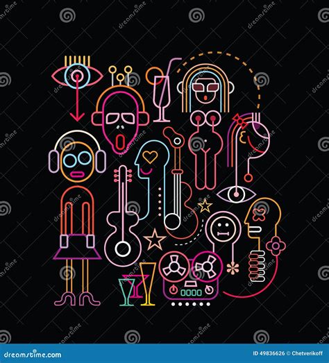 Neon Lights Art Composition Stock Vector - Illustration of night, nightlife: 49836626