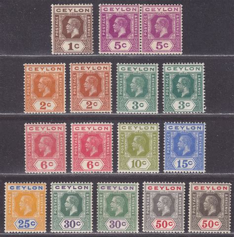 Ceylon 1912-25 King George V Selection to 50c Mint - British Commonwealth Stamps