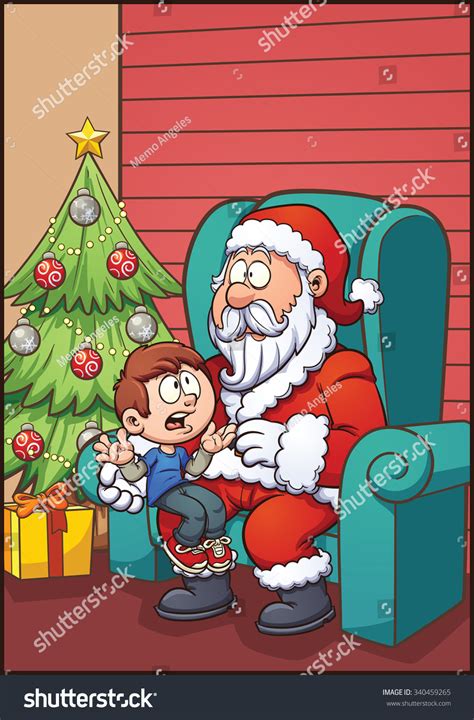 Santa Claus Sitting With Kid. Vector Clip Art Illustration With Simple Gradients. Most Elements ...