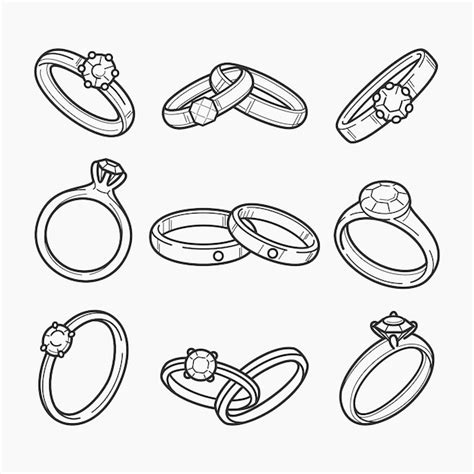 Free Vector | Hand drawn wedding ring outline illustration