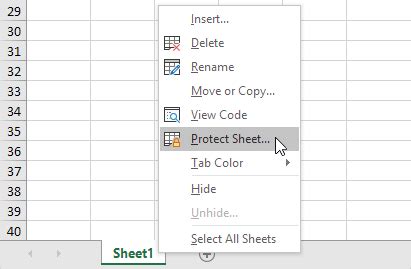 Protect a Sheet in Excel