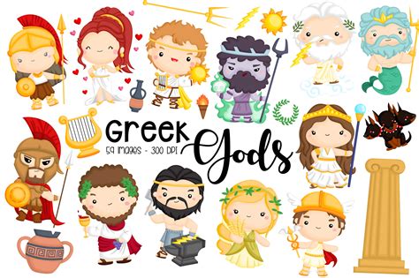 Greek Gods Clipart - Greek Clip Art Illustration par Inkley Studio · Creative Fabrica