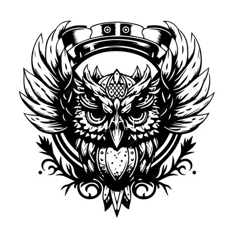 Premium Vector | Owl logo hand drawn black and white illustration