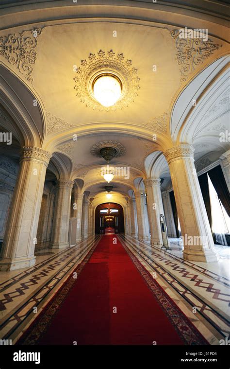 Inside The Palace of the Parliament in Bucharest, Romania Stock Photo ...