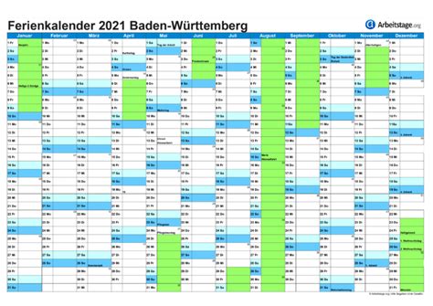 Ferien Baden-Württemberg 2021, 2022