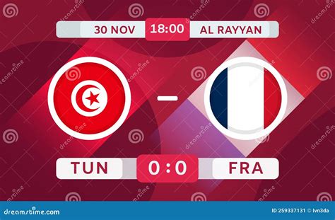 Tunisia Vs France Football Match Design Element. Soccer Championship ...