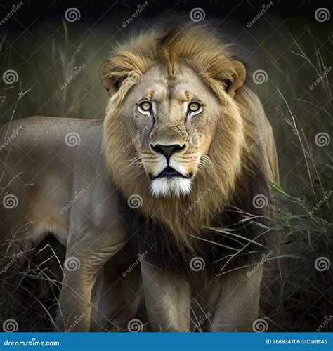 Majestic Lion in the African Savannah Stock Photo - Image of pair ...