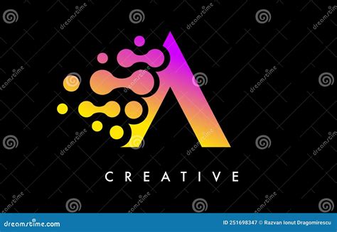 Letter a Dots Logo Design with Purple Yellow Colors on Black Background ...