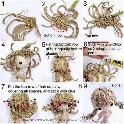 Волосы для вязаной куклы. МК cheveux de poupée au crochet (tutoriel gratuit - DIY) | Muñecos de ...