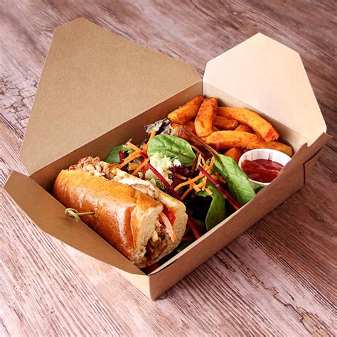 Kraft Compostable Hot Food To Go Takeaway Box 215 x 195mm