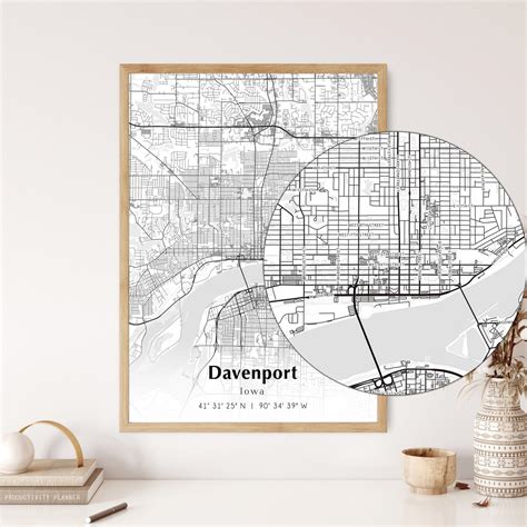 Map of Davenport Digital File, Modern City Map, Davenport Printable Map, Davenport Map Printable ...