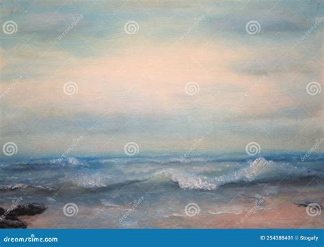 Oil painting sea in storm stock image. Image of beach - 254388401