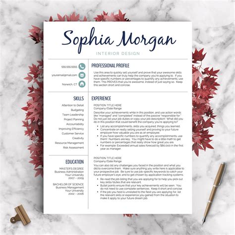 Creative Resume Template Resume for Word and Pages 1 2