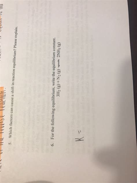 Solved 5. Which factors can cause a shift in reaction | Chegg.com