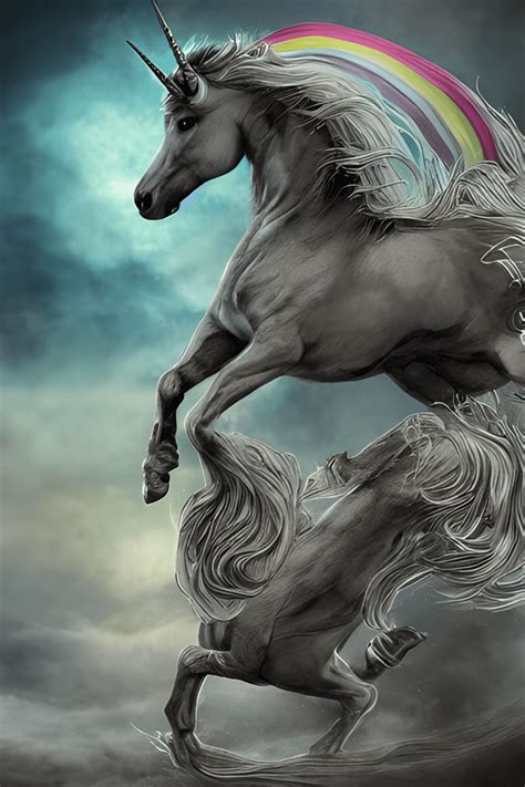 Elegant Unicorn Running on Rainbow · Creative Fabrica