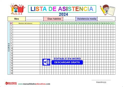 LISTA DE ASISTENCIA CICLO ESCOLAR 2024