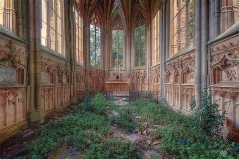 building, abandoned, interior, arch, overgrown, plants, Altar, chapel ...