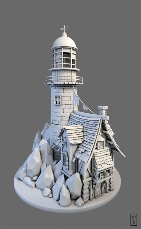 lighthouse, Hota Aisa | Lighthouse, Environment concept art, Fairy houses