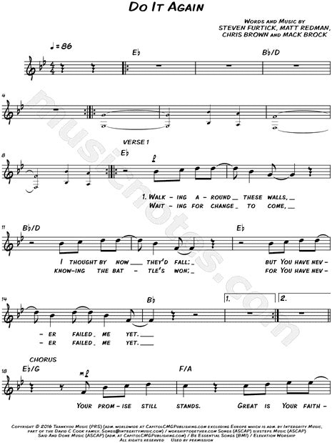 Elevation Worship "Do It Again" Sheet Music (Leadsheet) in Bb Major (transposable) - Download ...