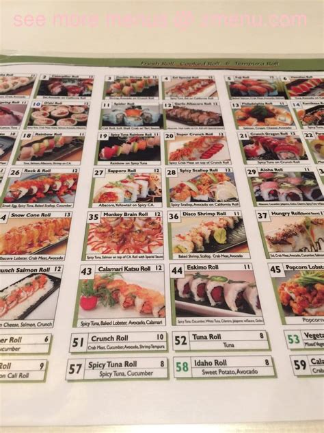 Menu at Niko Niko Sushi restaurant, Cerritos