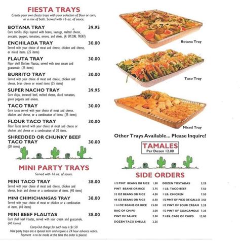 Catering Menu | Mexican Village Restaurant - Detroit, Michigan