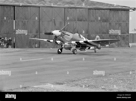 Spitfire single seat fighter aircraft on show at RAF Woodvale, South of Southport, Merseyside ...