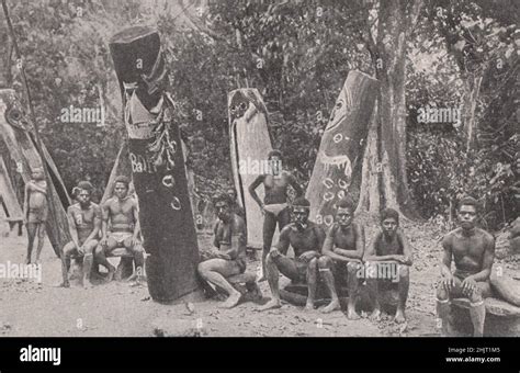 Natives of the New Hebrides in their ceremony grounds. Vanuatu. South Pacific Islands (1923 ...