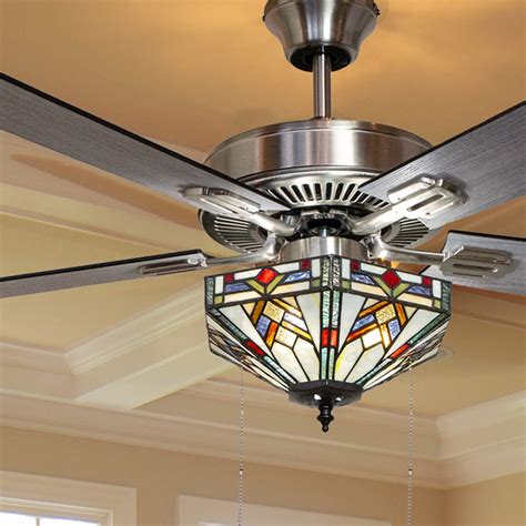 Stained Glass Light For Ceiling Fan / 52 W Tiffany Style Stained Glass Magna Carta Ceiling Fan ...