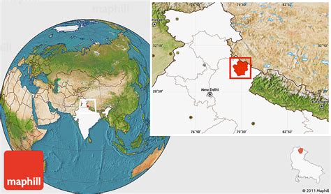 Satellite Location Map of Chamoli, highlighted country