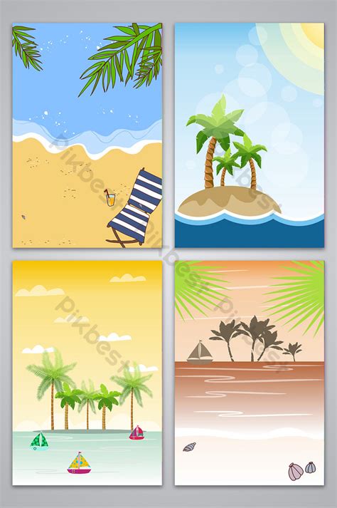 Cartoon Vector Seaside Background Backgrounds | CDR Free Download - Pikbest