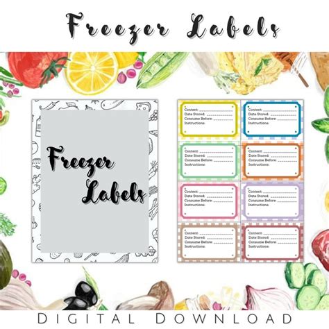 Printable Freezer Labels Food Storage Organization Supplies Freezing ...