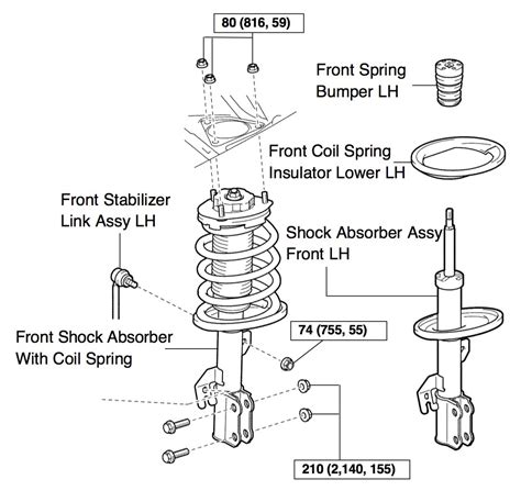 For Toyota Sienna 04-06 Pair of Front Struts w/ Coil Springs FCS Set ...