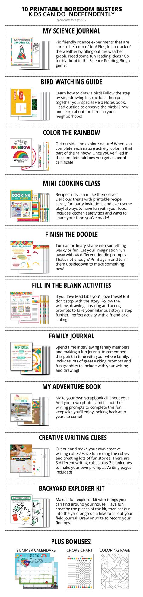 Printable Boredom Buster Activity Sheets - Eclectic Momsense