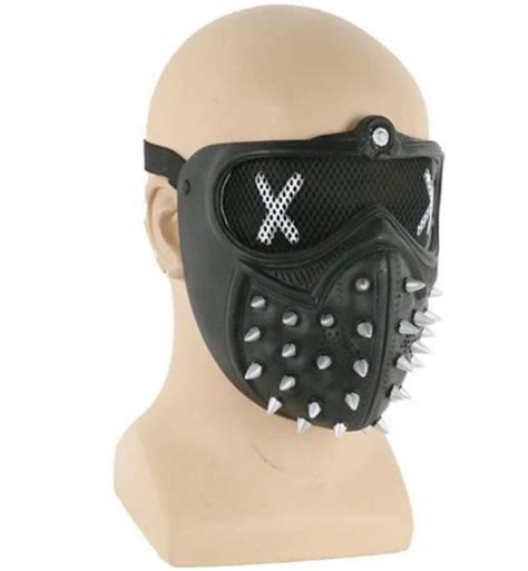 Watch Dogs 2 Wrench Cosplay Mask Rivet Face Mask PVC Accessories Black Props Halloween Costume ...