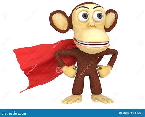 3d Superhero Monkey with Arms Akimbo Stock Illustration - Illustration of comic, gorilla: 58627574