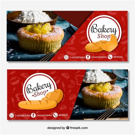 Free Vector | Bakery banners in flat style