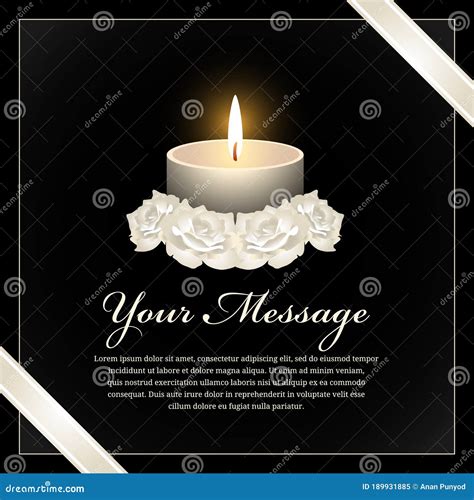 Funeral Banner with Candle Light and White Rose on Black Background Vector Design Stock Vector ...