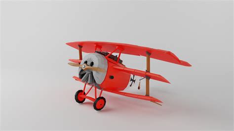 3D Red Baron Fokker Dr1 Cartoon Plane - TurboSquid 2020614