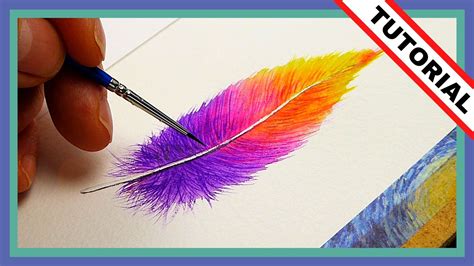 How to paint feathers in watercolor. FREE real time tutorial which guides you step-by-step ...