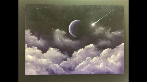 #188. How to paint fluffy night clouds and moon "acrylic" | Heaven ...