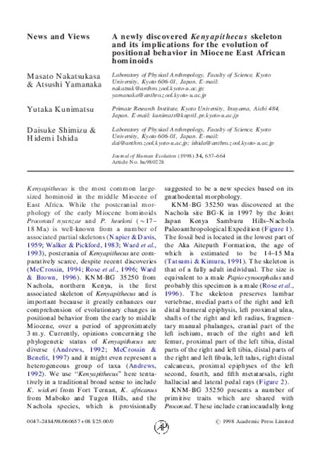 (PDF) A newly discovered Kenyapithecus skeleton and its implications for the evolution of ...